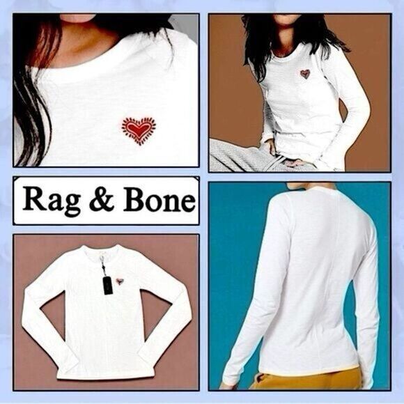 Rag & Bone Embroidered Heart Long Sleeve Tee - Picture 13 of 16